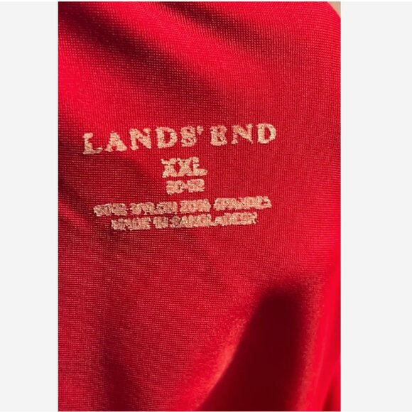 Lands’ End Men’s Red Quarter Zip Pullover Mock Neck Long Sleeve Sweatshirt XXL - Picture 6 of 6